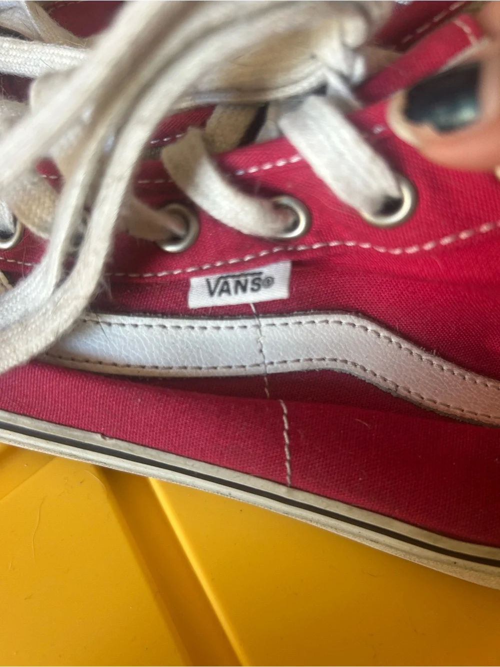 Vans Red High-Top Canvas Sneakers with White Stripe